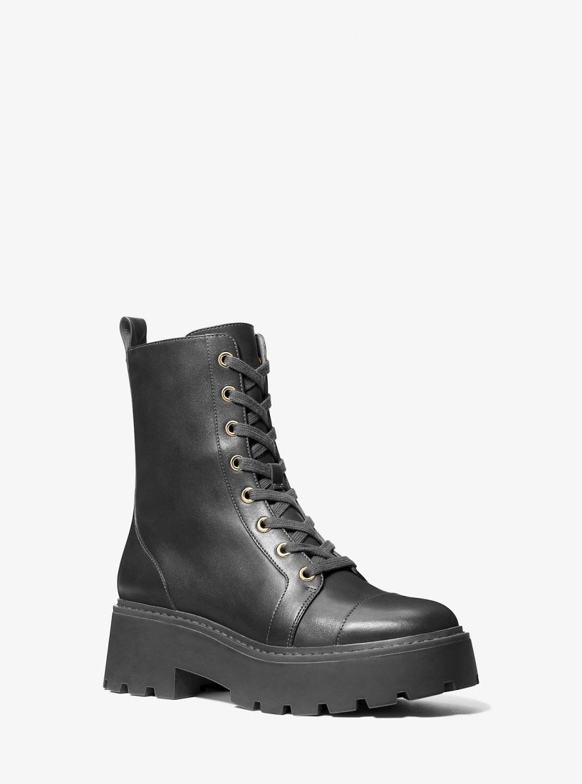 Michael Kors Blake Leather Combat Boot Bot Kadın Siyah | 287103-BZA