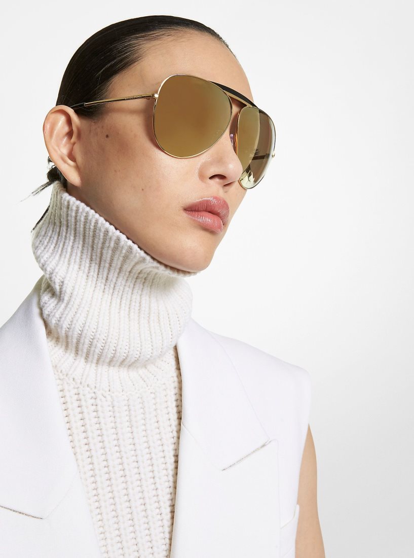 Michael Kors Bleecker Sunglasses Güneş Gözlüğü Kadın Altın Siyah | 241783-XUS