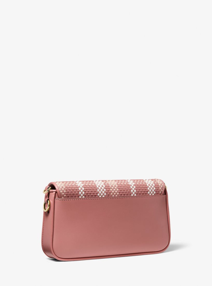 Michael Kors Bradshaw Small Woven Leather Convertible Shoulder Bag Omuz Çantası Kadın Pembe Renkli | 563470-FAD