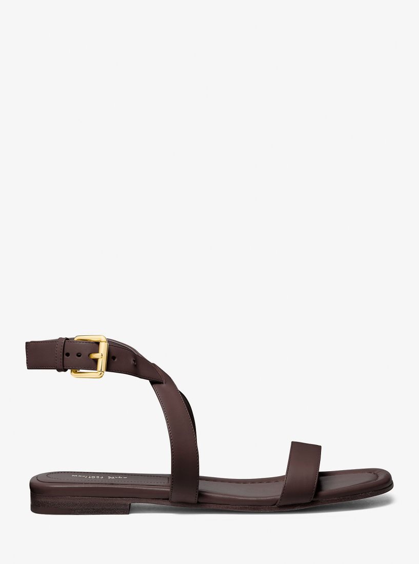 Michael Kors Bridgette Leather Sandal Düz Ayakkabı Kadın Çikolata | 423819-VMY