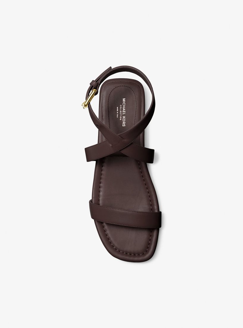 Michael Kors Bridgette Leather Sandal Düz Ayakkabı Kadın Çikolata | 423819-VMY