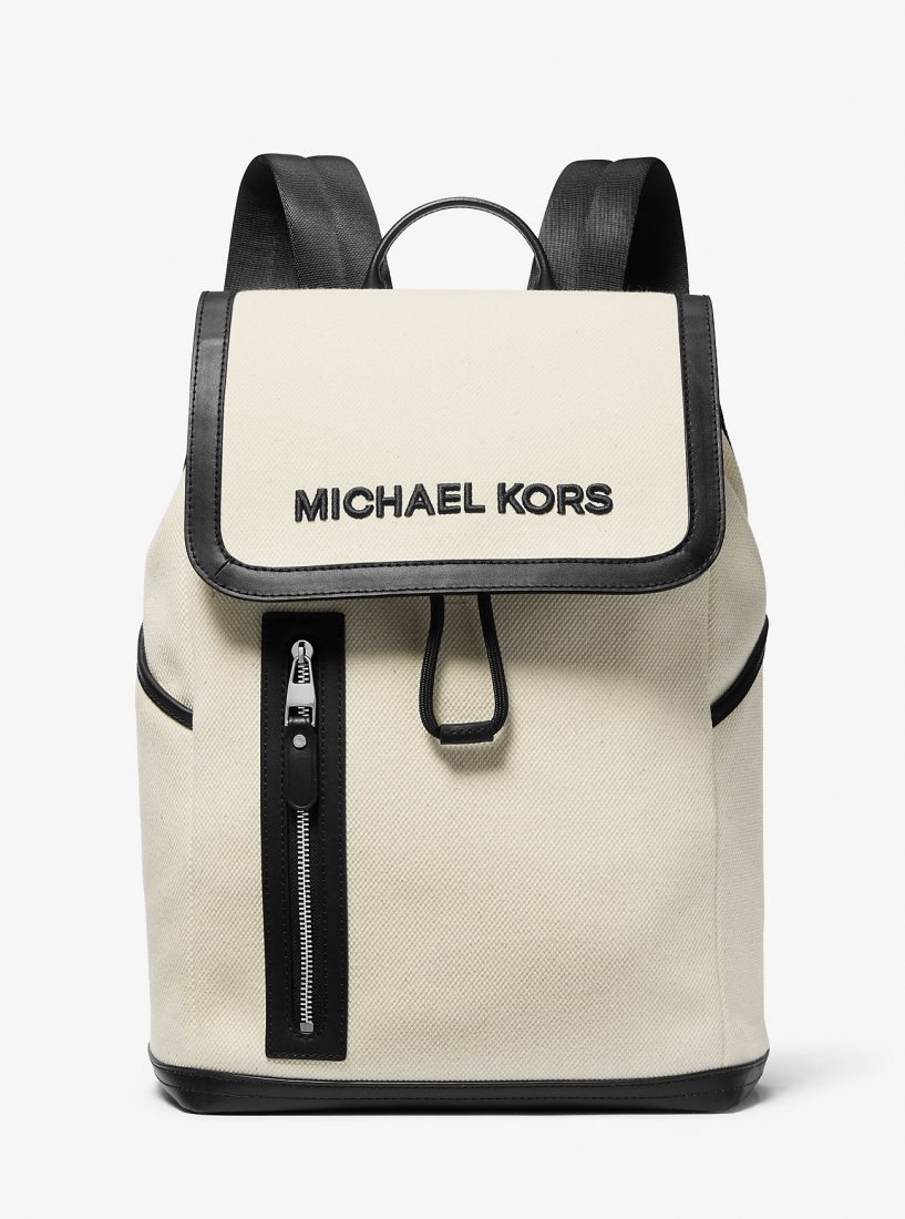 Michael Kors Brooklyn Cotton Canvas Backpack Sırt Çantası Erkek Bej Rengi | 605214-POL