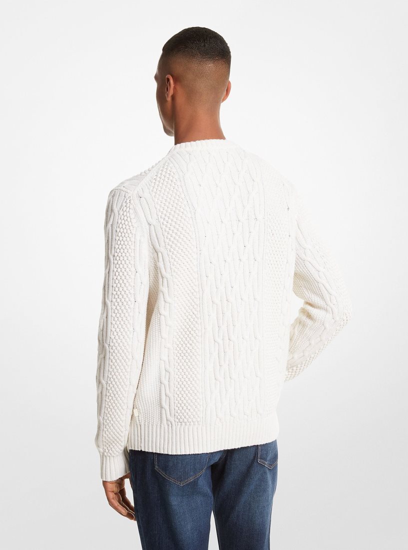 Michael Kors Cable Knit Sweater Kazak Erkek Bej Rengi | 452691-XAJ