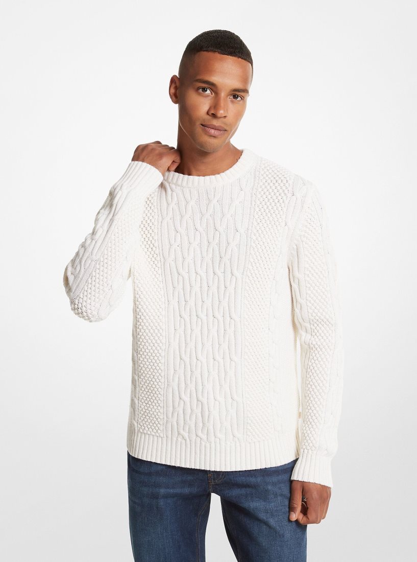 Michael Kors Cable Knit Sweater Kazak Erkek Bej Rengi | 452691-XAJ