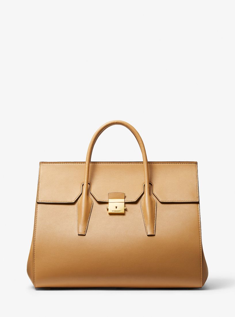 Michael Kors Campbell Leather Weekender Bag Satchel Çanta Kadın Kahverengi | 674328-RWV