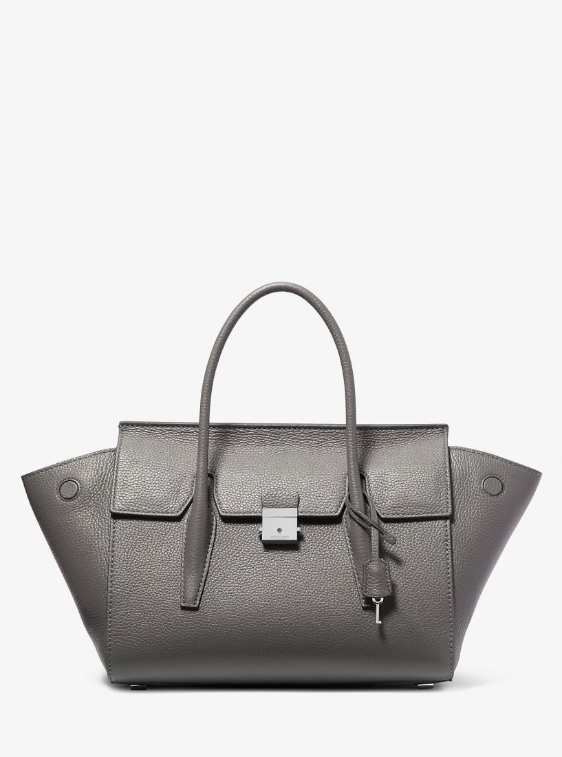 Michael Kors Campbell Medium Pebbled Leather Satchel Satchel Çanta Kadın Slate | 901867-ZAE