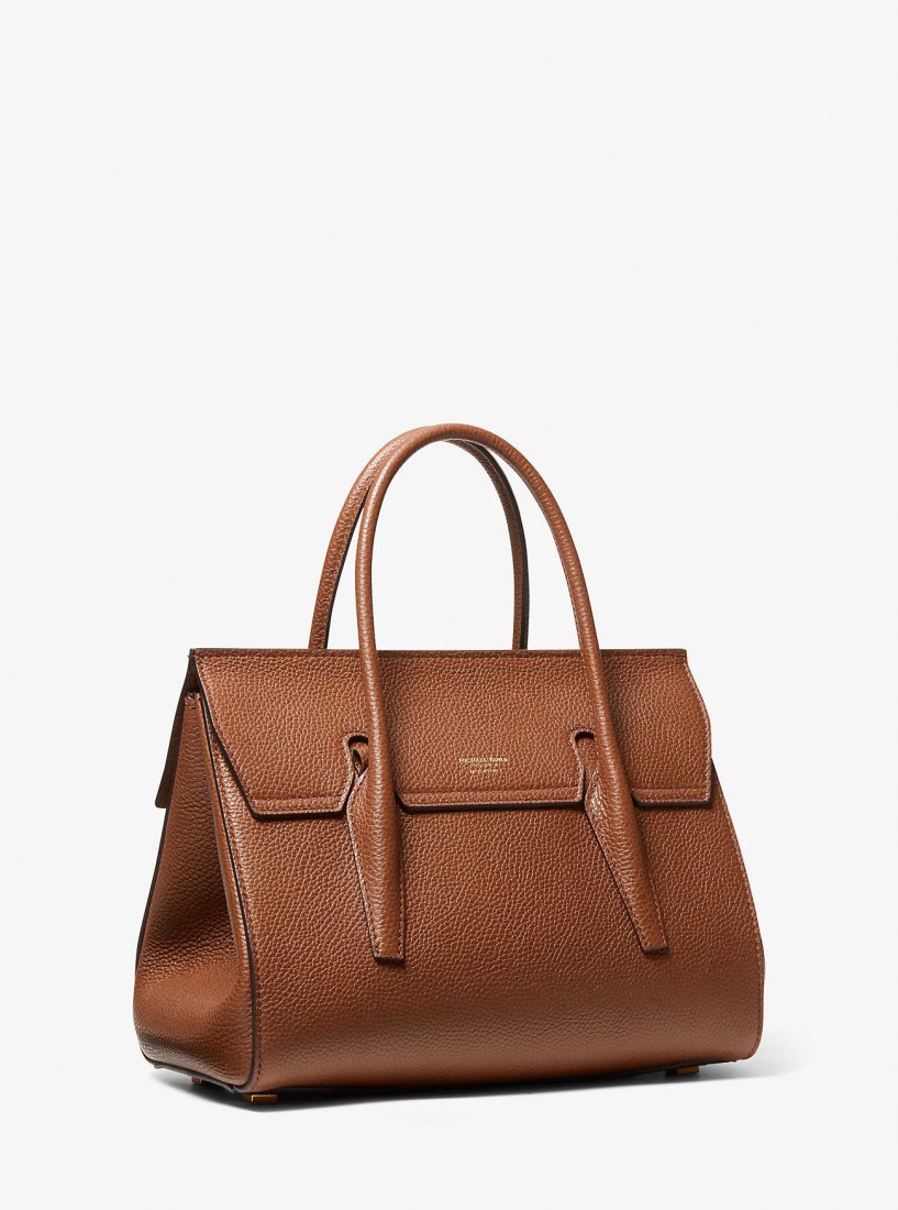 Michael Kors Campbell Medium Pebbled Leather Satchel Satchel Çanta Kadın Vicuna | 205976-YUP