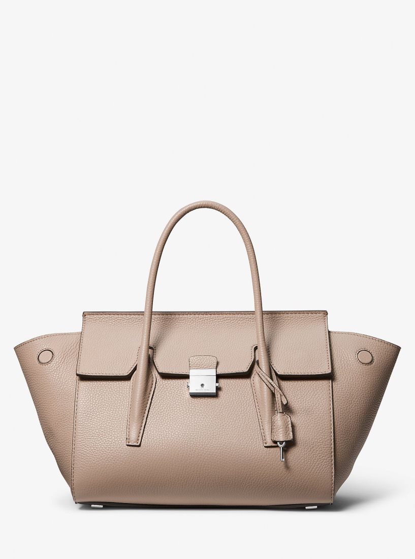 Michael Kors Campbell Medium Pebbled Leather Satchel Satchel Çanta Kadın Gri Kahverengi | 521840-BAH