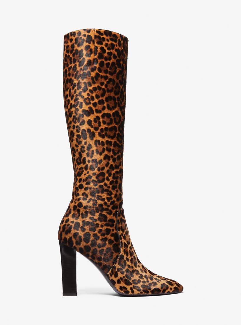 Michael Kors Carly Leopard Print Calf Hair Boot Bot Kadın Kahverengi Renkli | 290538-SCW