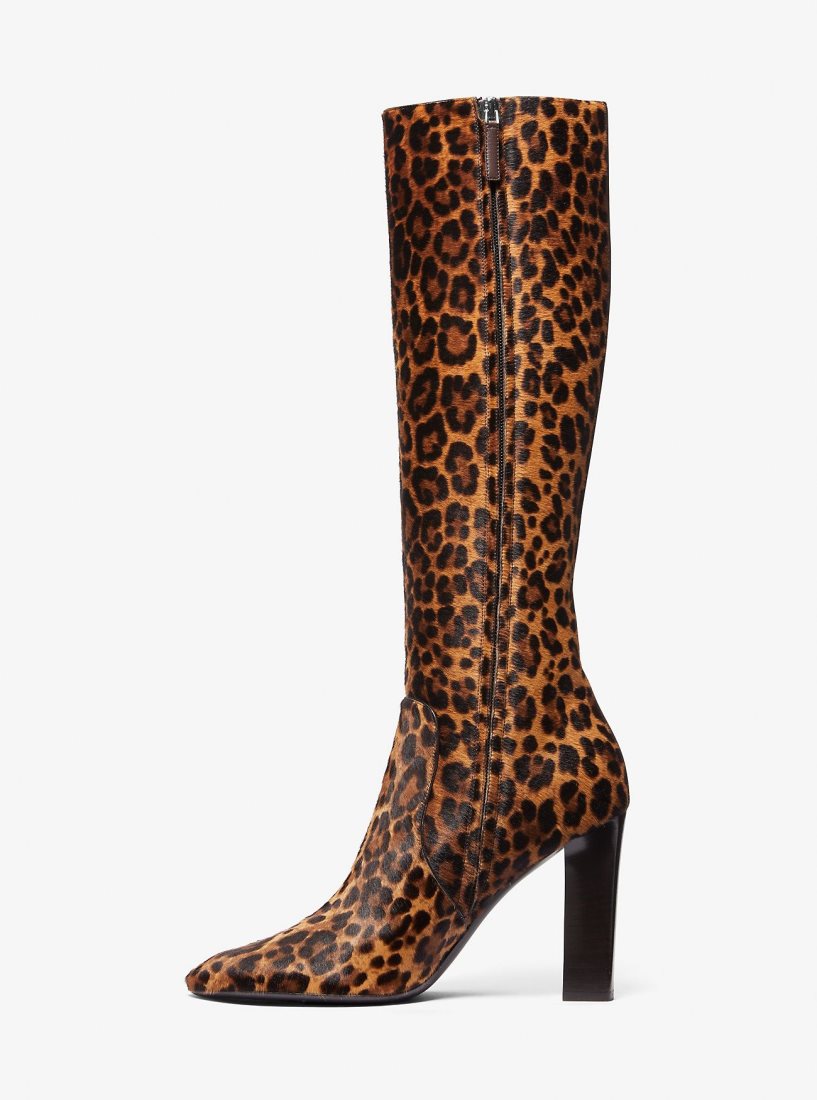 Michael Kors Carly Leopard Print Calf Hair Boot Bot Kadın Kahverengi Renkli | 290538-SCW