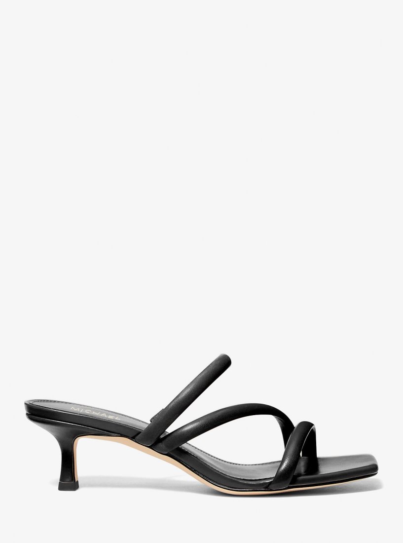 Michael Kors Celia Leather Kitten Sandal Sandalet Kadın Siyah | 247193-VAU