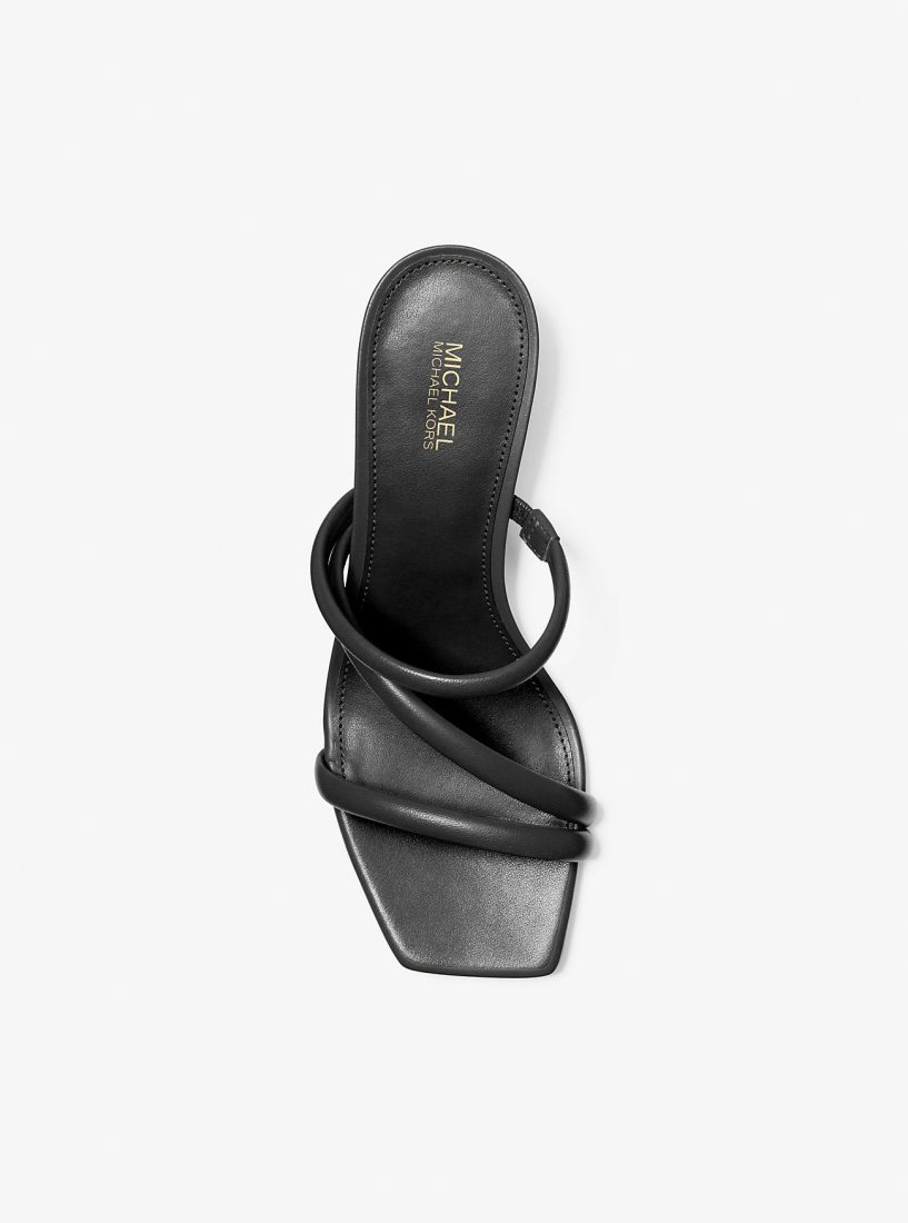 Michael Kors Celia Leather Kitten Sandal Sandalet Kadın Siyah | 247193-VAU