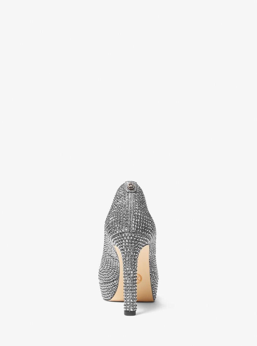 Michael Kors Chantal Embellished Glitter Chain-Mesh Platform Pump Stiletto Kadın Koyu Gri | 178256-UKI