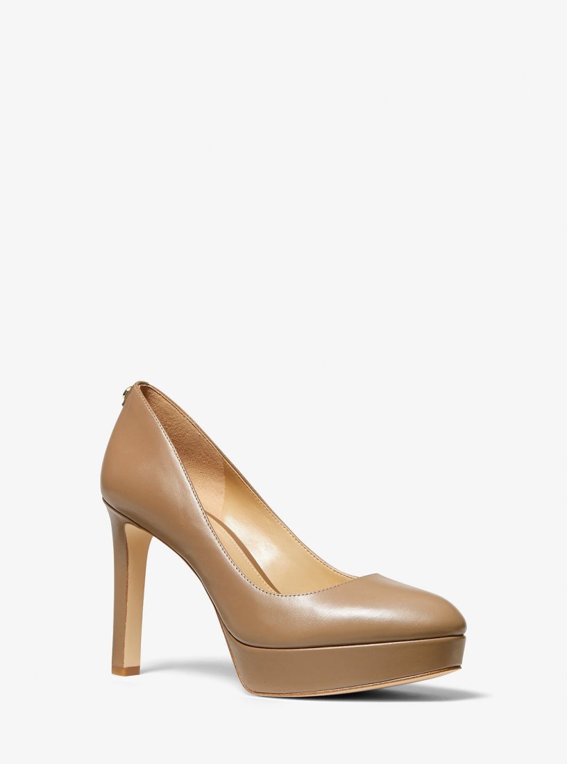 Michael Kors Chantal Leather Platform Pump Stiletto Kadın Cashew | 370692-KOX