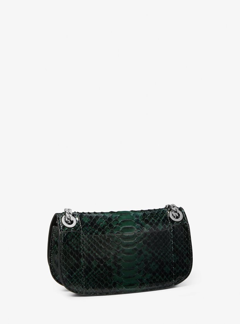 Michael Kors Christie Mini Python Embossed Leather Envelope Bag Debriyaj Çanta Kadın Forest | 763859-ERT