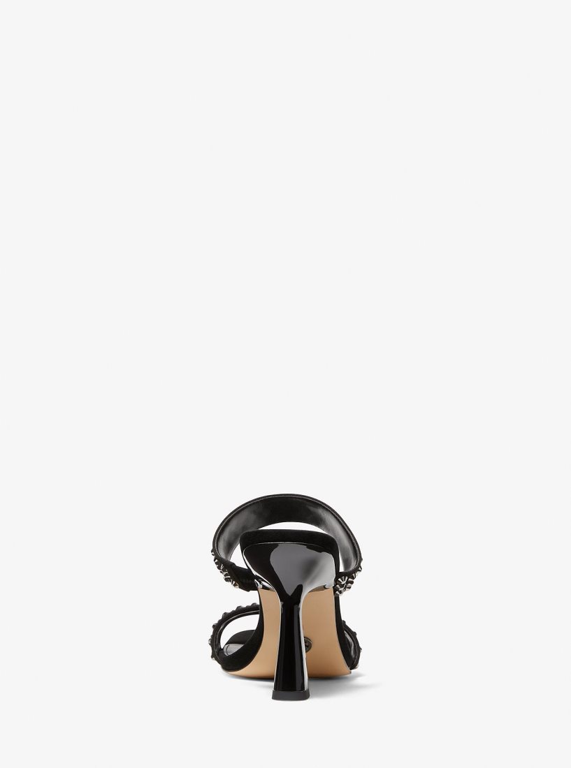 Michael Kors Clara Embellished Faux Suede Sandal Sandalet Kadın Siyah Siyah | 761095-BMS