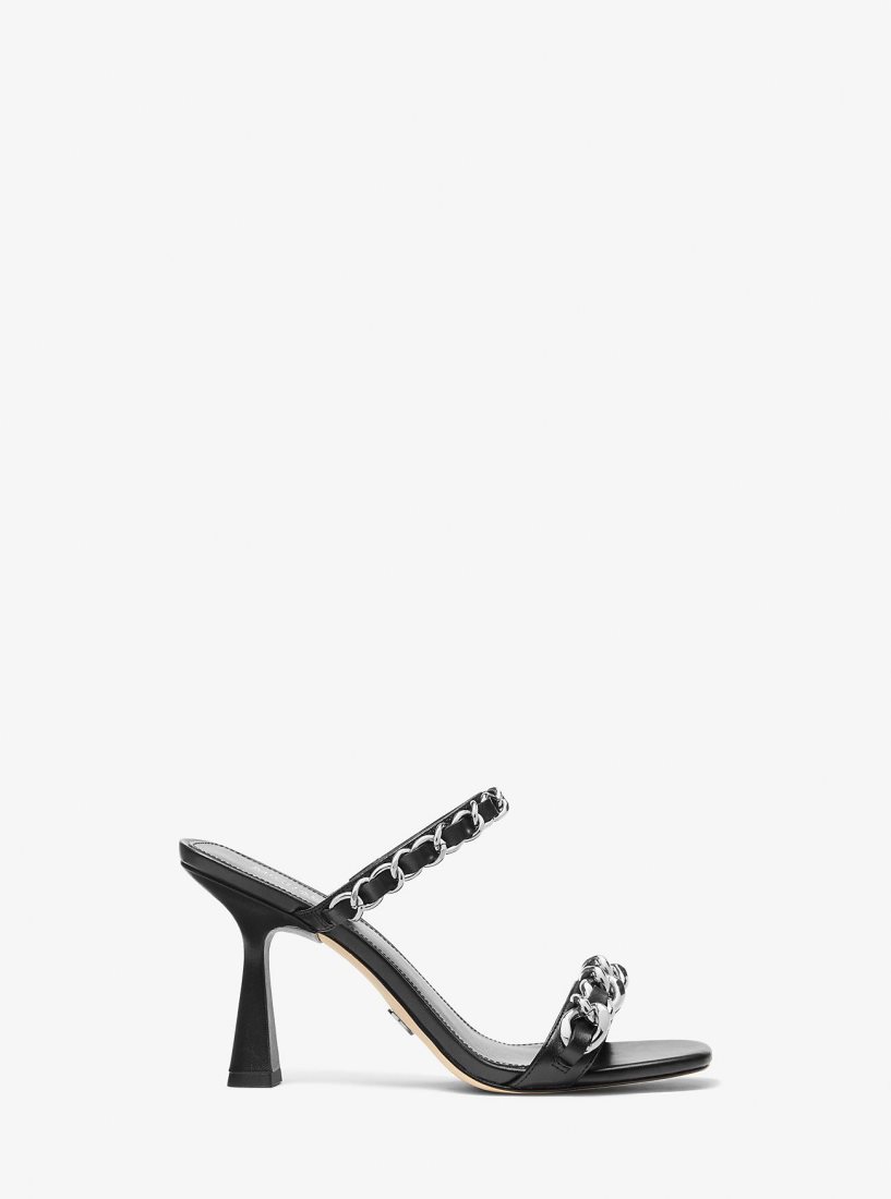 Michael Kors Clara Embellished Leather Sandal Sandalet Kadın Siyah | 215896-WBR