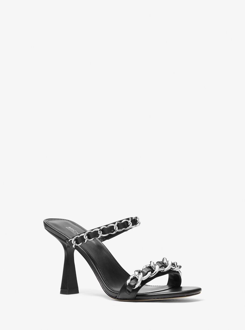 Michael Kors Clara Embellished Leather Sandal Sandalet Kadın Siyah | 215896-WBR