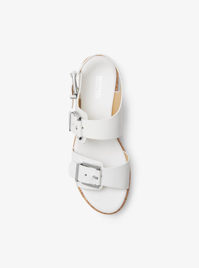 Michael Kors Colby Leather Flatform Sandal Sandalet Kadın Beyaz | 475386-IOM