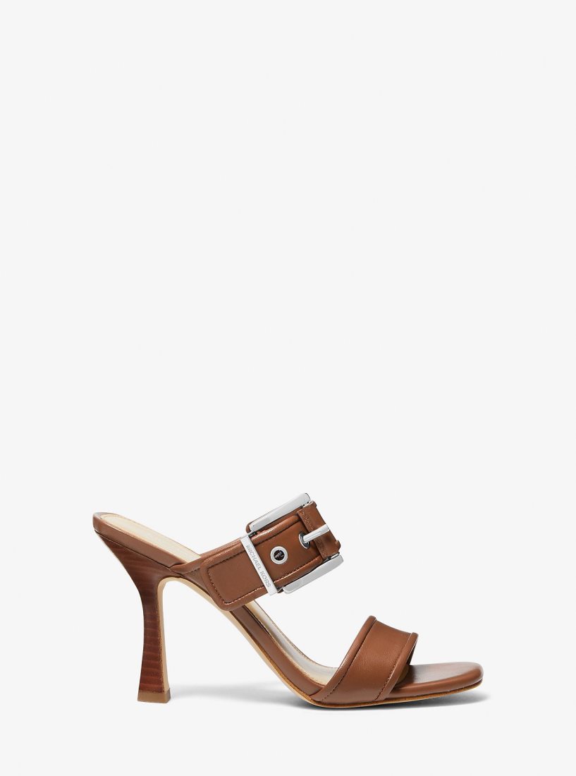 Michael Kors Colby Leather Sandal Sandalet Kadın Luggage | 317605-WJL