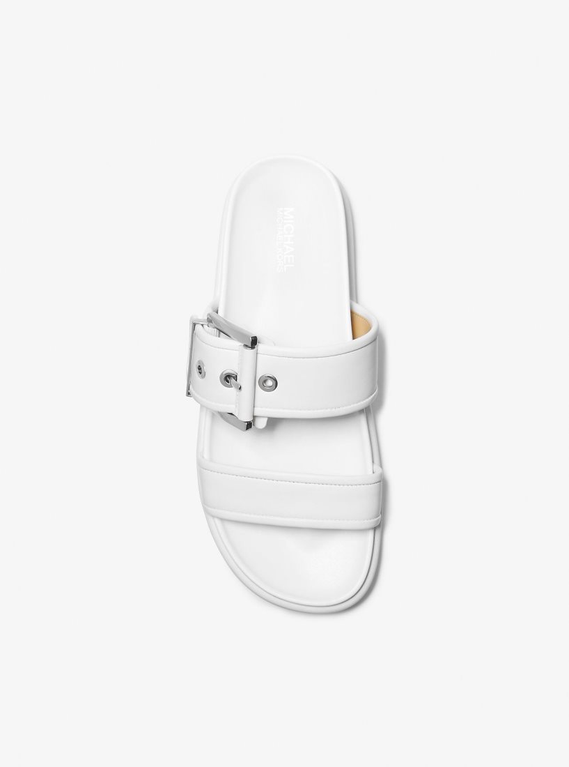 Michael Kors Colby Leather Slide Sandal Sandalet Kadın Beyaz | 582631-ZNT