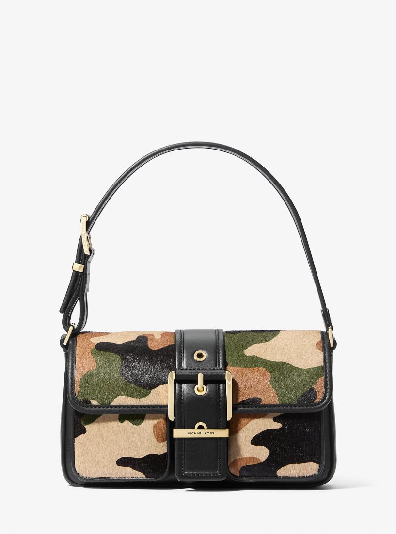 Michael Kors Colby Medium Camouflage Print Calf Hair Shoulder Bag Omuz Çantası Kadın Zeytin Yeşili Renkli | 075682-CJE