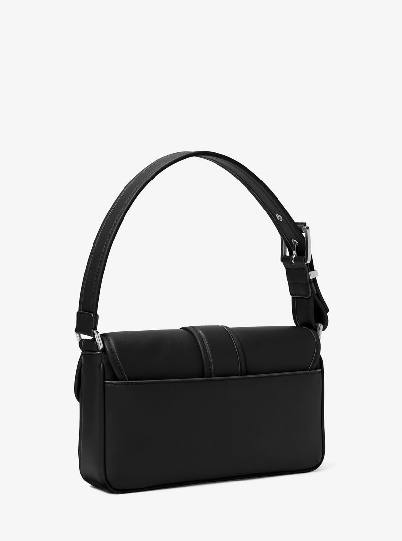 Michael Kors Colby Medium Leather Shoulder Bag Omuz Çantası Kadın Siyah | 270189-NHS