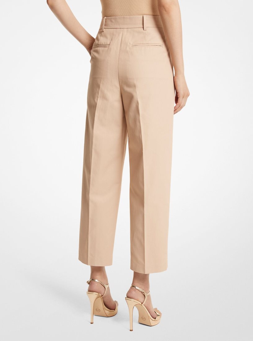 Michael Kors Cotton Blend Twill Cropped Pants Pantolon Kadın Buff | 891426-TVH