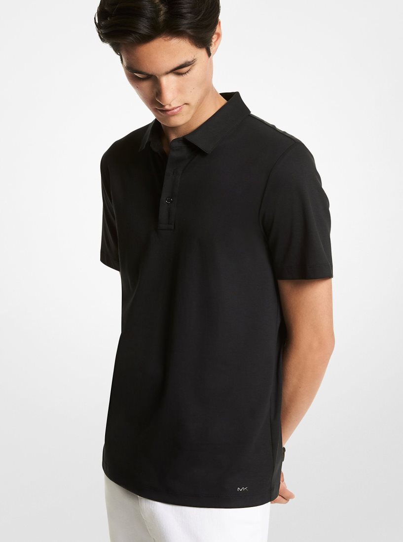 Michael Kors Cotton Polo Shirt Tişört Erkek Siyah | 153087-ALX