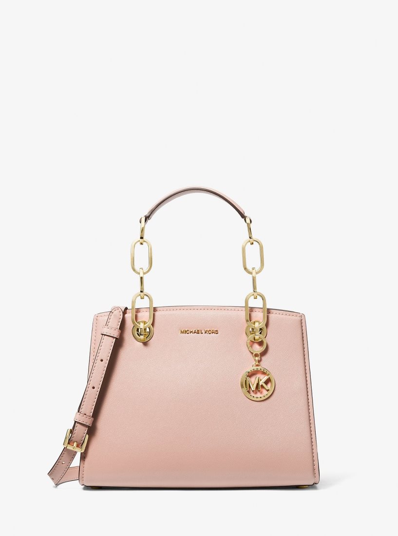 Michael Kors Cynthia Small Leather Satchel Satchel Çanta Kadın Pembe | 378091-CQR