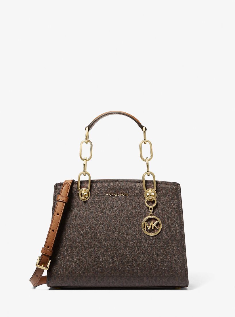 Michael Kors Cynthia Small Signature Logo Satchel Satchel Çanta Kadın Brn/Acorn | 364872-OKN