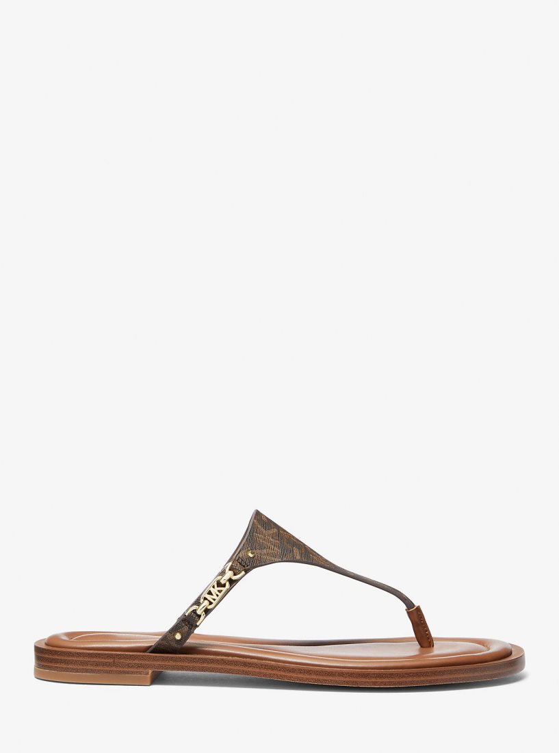 Michael Kors Daniella Empire Signature Logo Sandal Sandalet Kadın Kahverengi | 839064-BAW