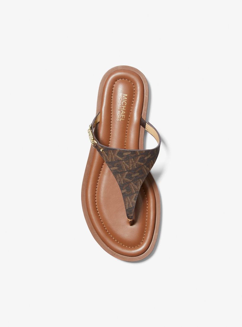 Michael Kors Daniella Empire Signature Logo Sandal Sandalet Kadın Kahverengi | 839064-BAW