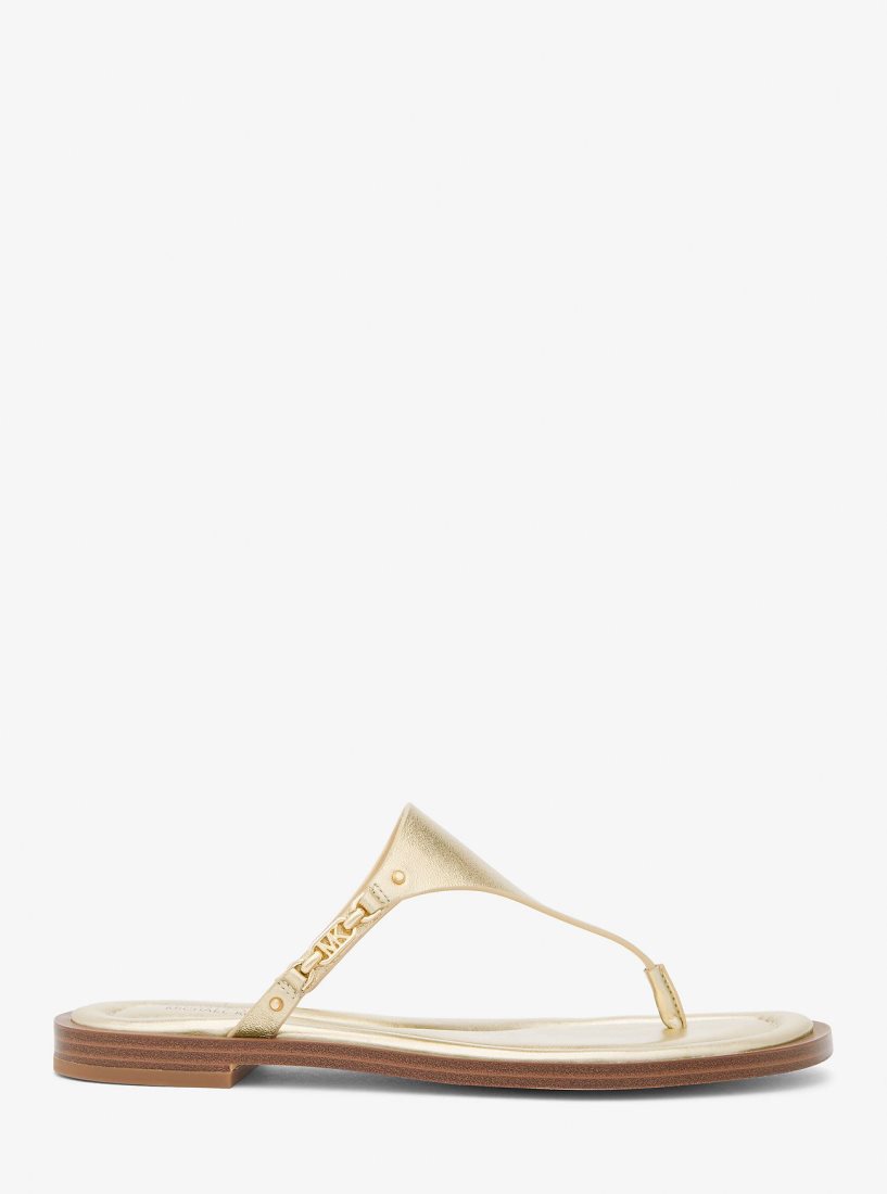 Michael Kors Daniella Metallic Leather Sandal Sandalet Kadın Altın | 874532-TPV