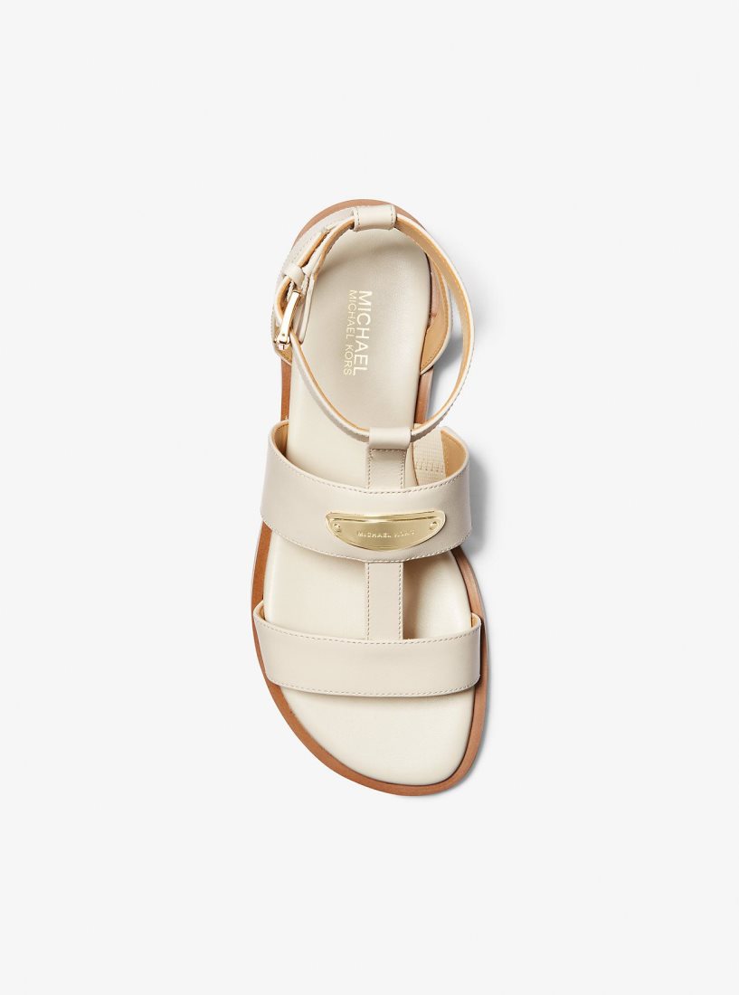 Michael Kors Darcy Leather Sandal Sandalet Kadın Krema | 765930-JLW