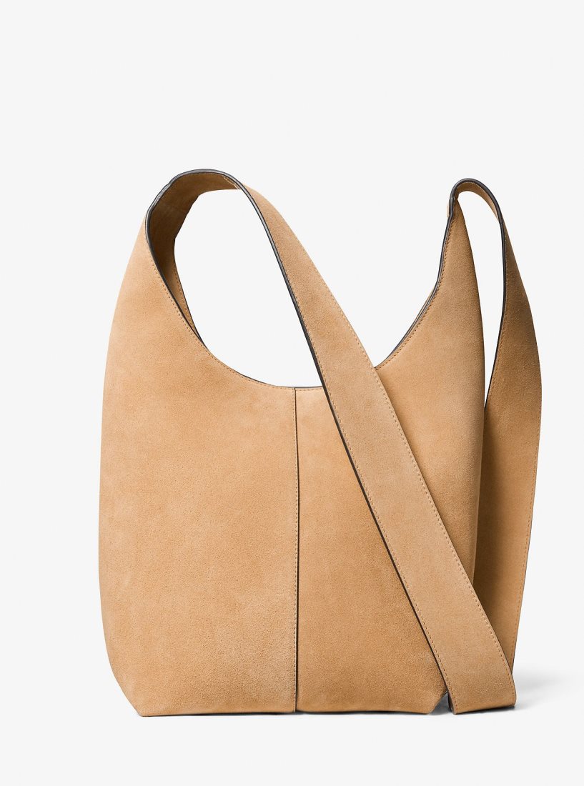 Michael Kors Dede Medium Suede Hobo Bag Omuz Çantası Kadın Kahverengi | 504712-HZY