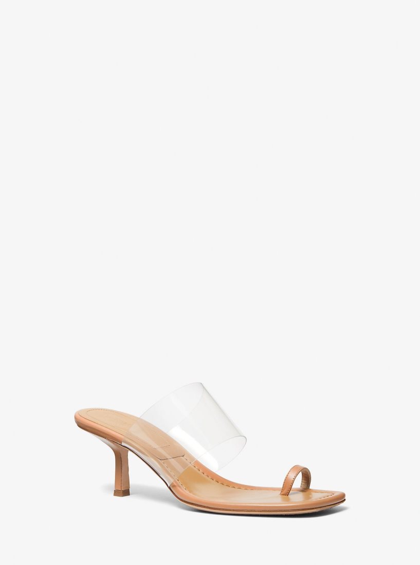 Michael Kors Dionne Leather Sandal Sandalet Kadın Suntan | 104897-SIT