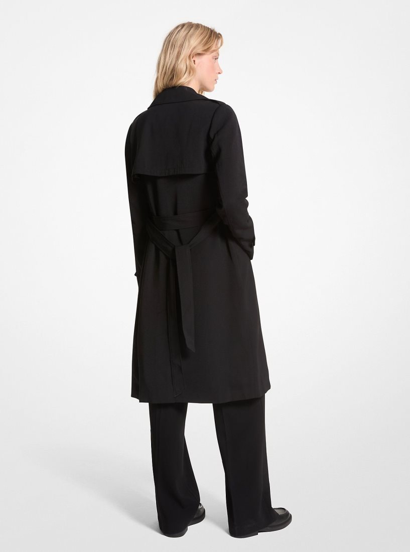 Michael Kors Draped Woven Trench Coat Mont Kadın Siyah | 467503-PDR