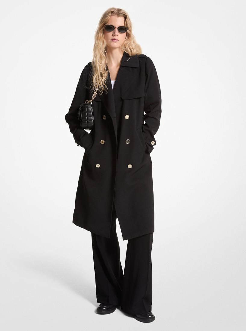 Michael Kors Draped Woven Trench Coat Mont Kadın Siyah | 467503-PDR