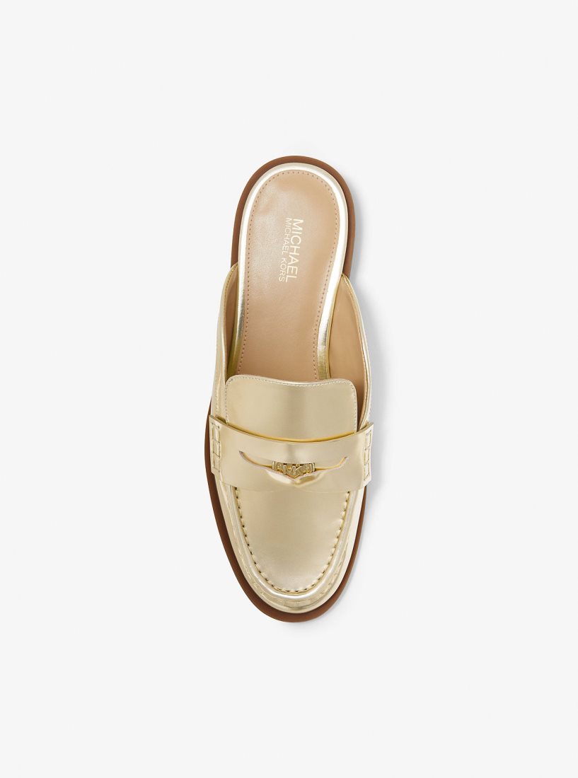 Michael Kors Eden Metallic Leather Mule Düz Ayakkabı Kadın Altın | 896253-VBE