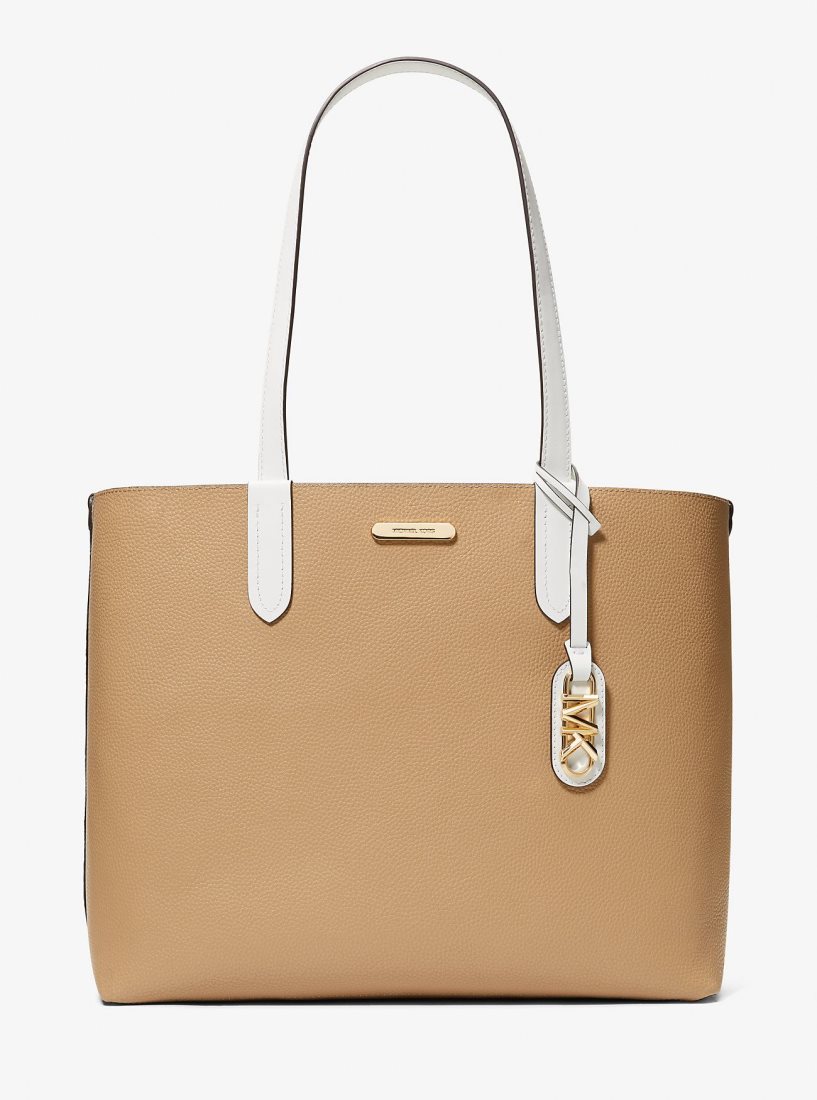 Michael Kors Eliza Extra-Large Pebbled Leather Reversible Tote Bag Totes Kadın Beyaz | 531908-PVJ