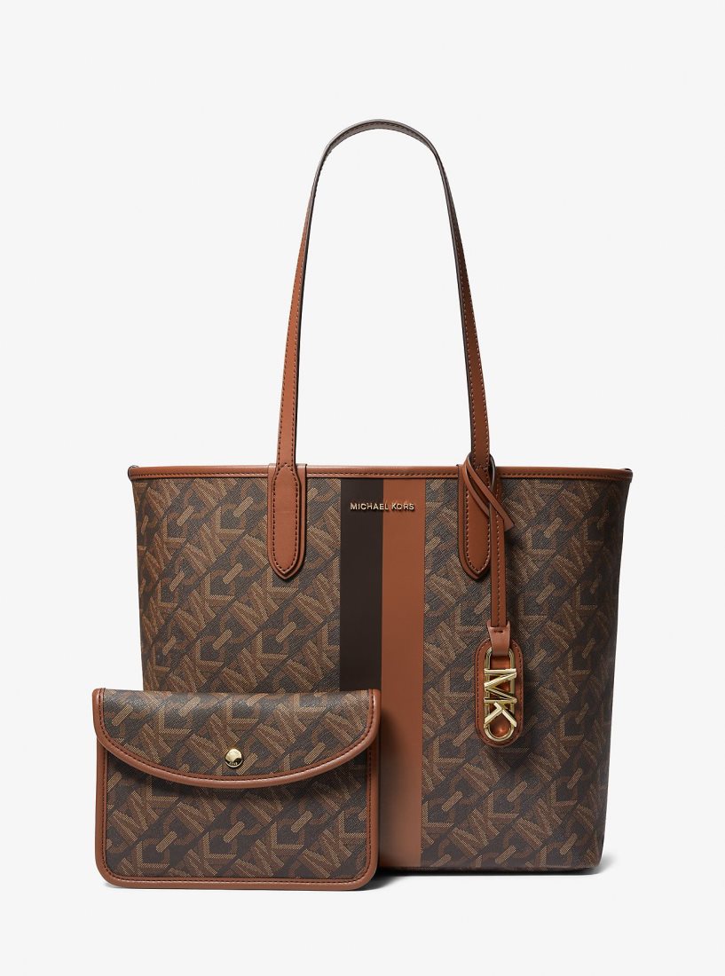 Michael Kors Eliza Large Empire Signature Logo Tote Bag Totes Kadın Kahverengi | 394026-EJH