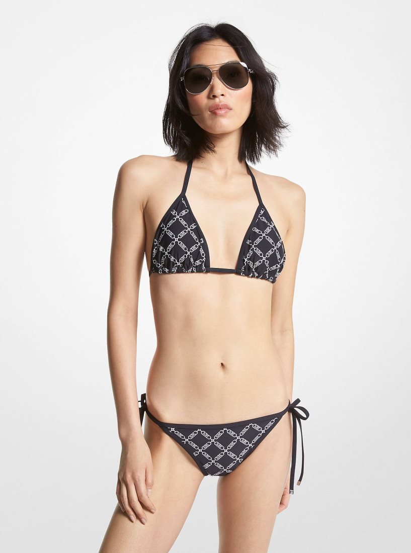 Michael Kors Empire Logo Triangle Bikini Top Mayo Kadın Siyah | 370498-PCK