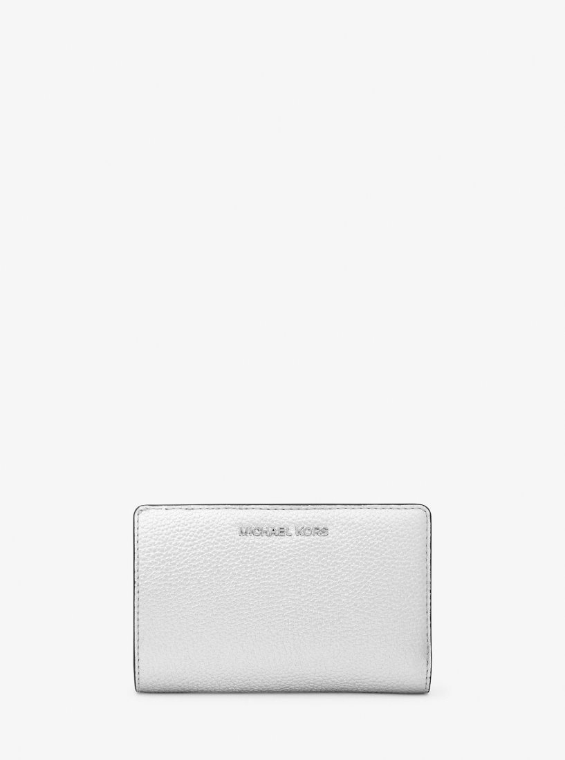 Michael Kors Empire Medium Metallic Pebbled Leather Wallet Cüzdan Kadın Gümüş | 463057-YEC