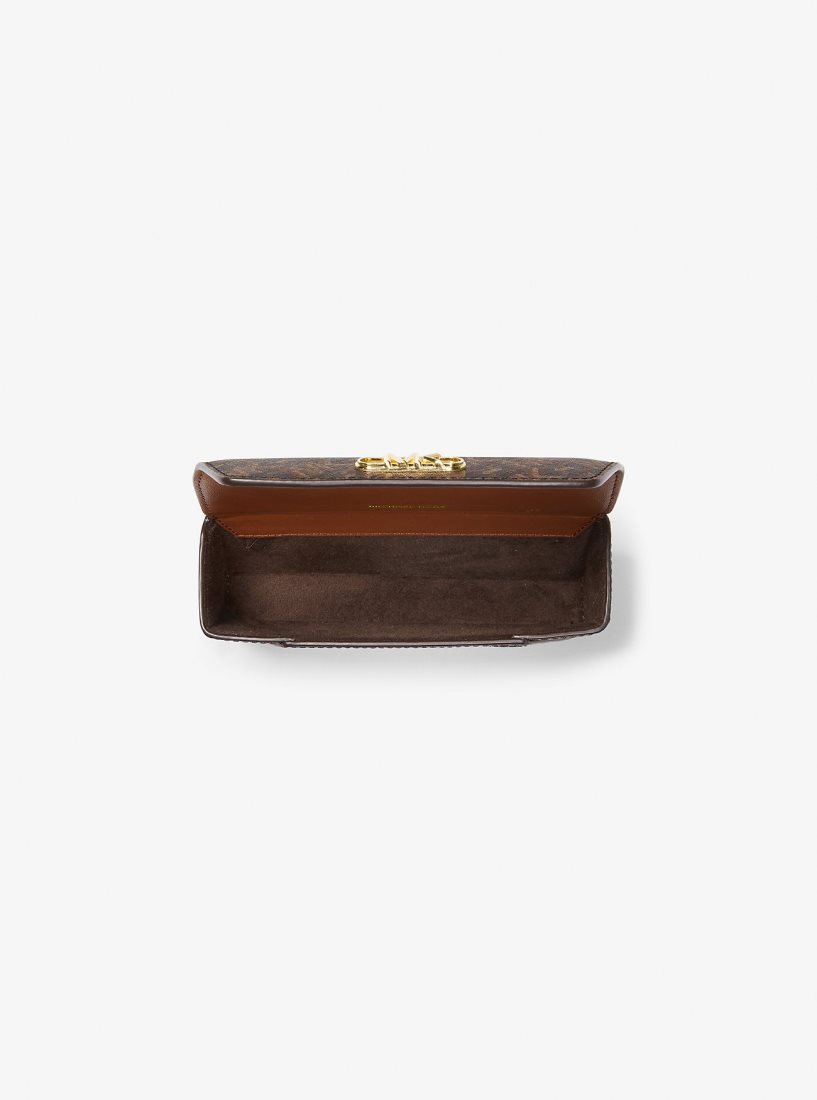 Michael Kors Empire Signature Logo Glasses Case Seyahat Çantası Kadın Kahverengi | 684725-ZTN