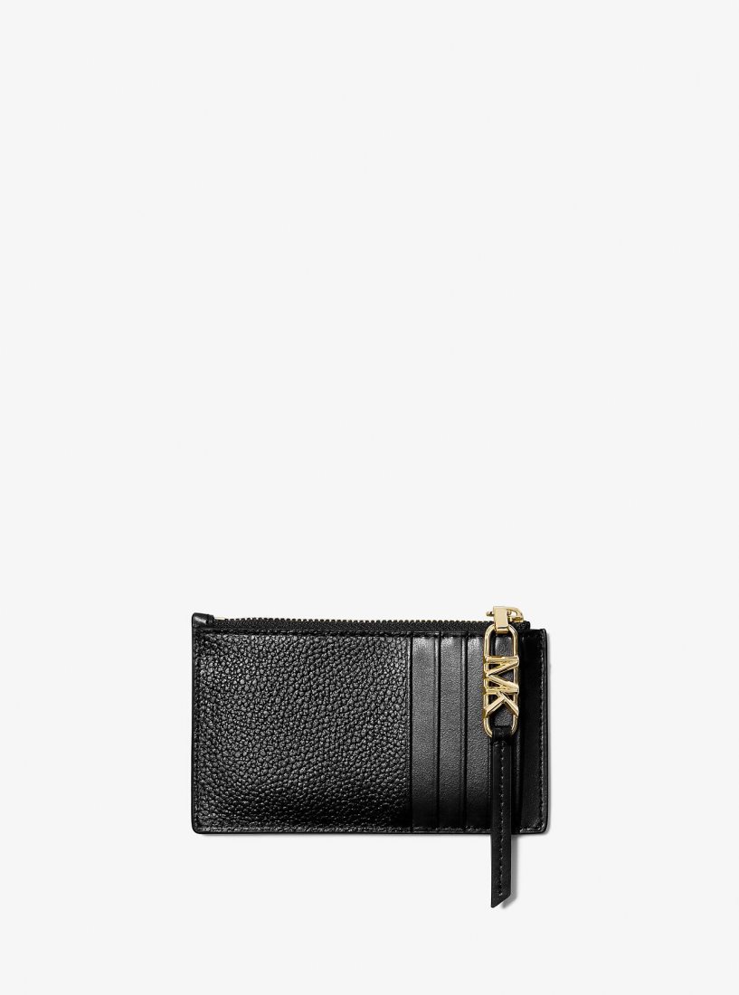 Michael Kors Empire Small Pebbled Leather Card Case Kart Kılıfı Kadın Siyah | 635410-NUK