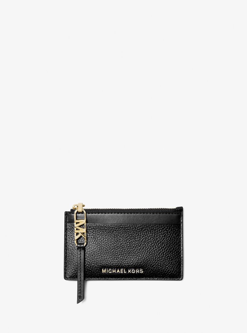 Michael Kors Empire Small Pebbled Leather Card Case Kart Kılıfı Kadın Siyah | 635410-NUK