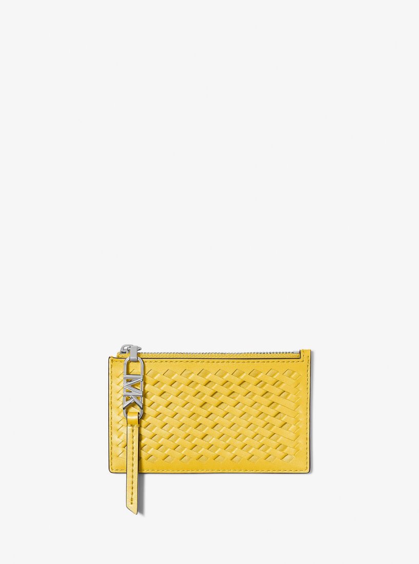 Michael Kors Empire Small Woven Leather Card Case Kart Kılıfı Kadın Bright Dandelion | 379614-BIX