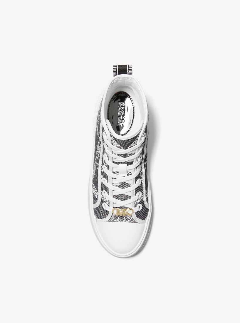 Michael Kors Evy Empire Logo Jacquard High-Top Sneaker Spor Ayakkabı Kadın Siyah Beyaz | 318095-BMF