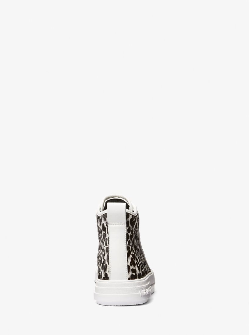 Michael Kors Evy Leopard Print Calf Hair High-Top Sneaker Spor Ayakkabı Kadın Siyah | 981204-HCN